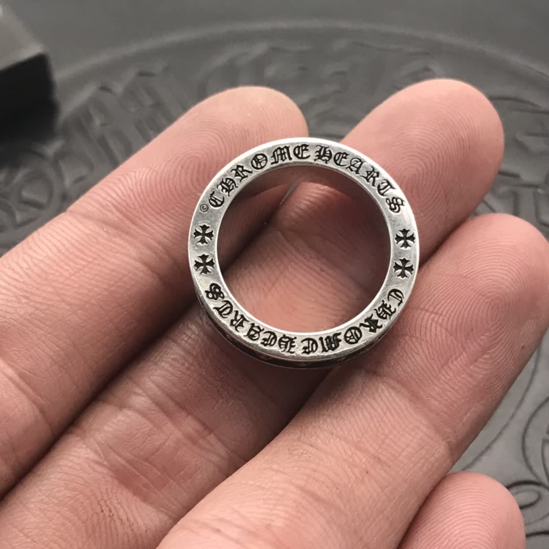 Chrome Hearts 925 Sterling Silver Ring with Leaf Pattern